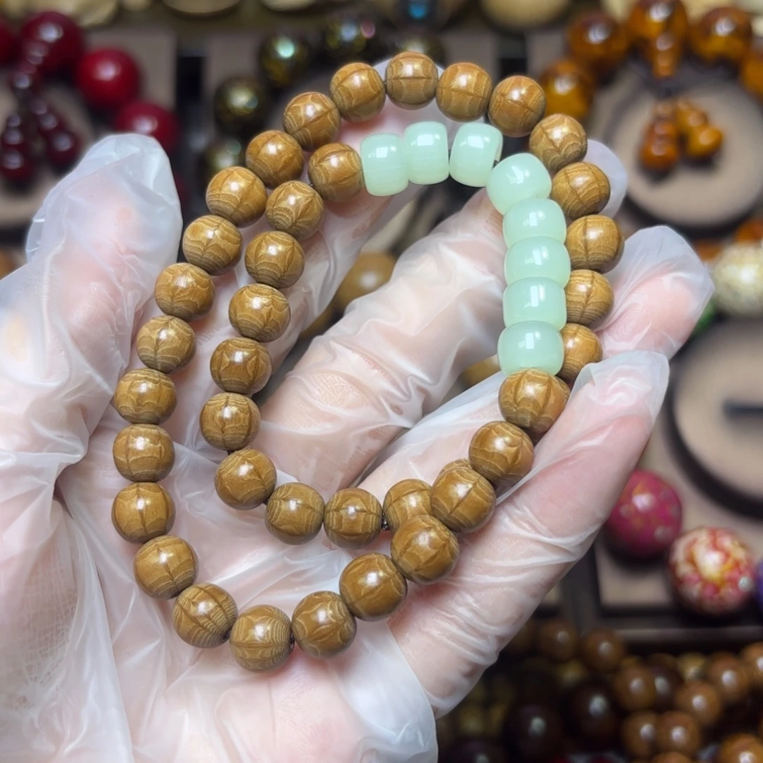 六道木手串/手链0.8精品双圈配和 田玉