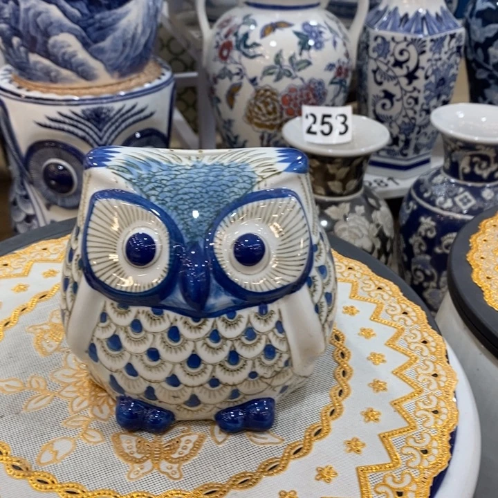 【闪购商品】摆件-**i陶瓷猫头鹰存钱罐摆件