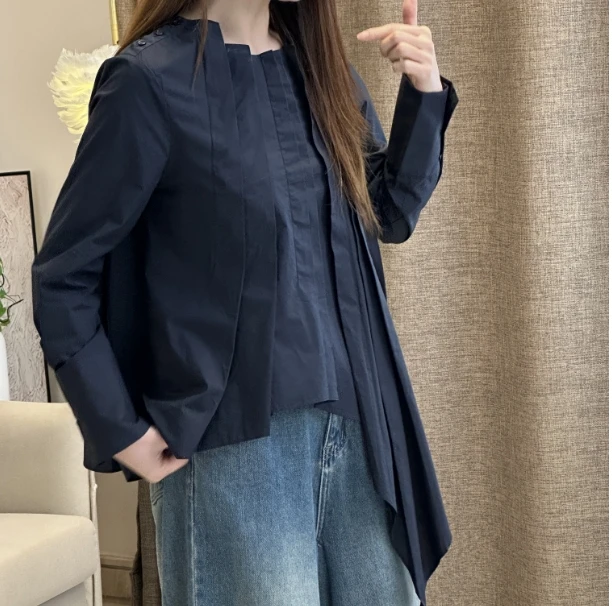 女装设计感衬衫女2025春季新款小众时尚别致上衣不规则气质百搭