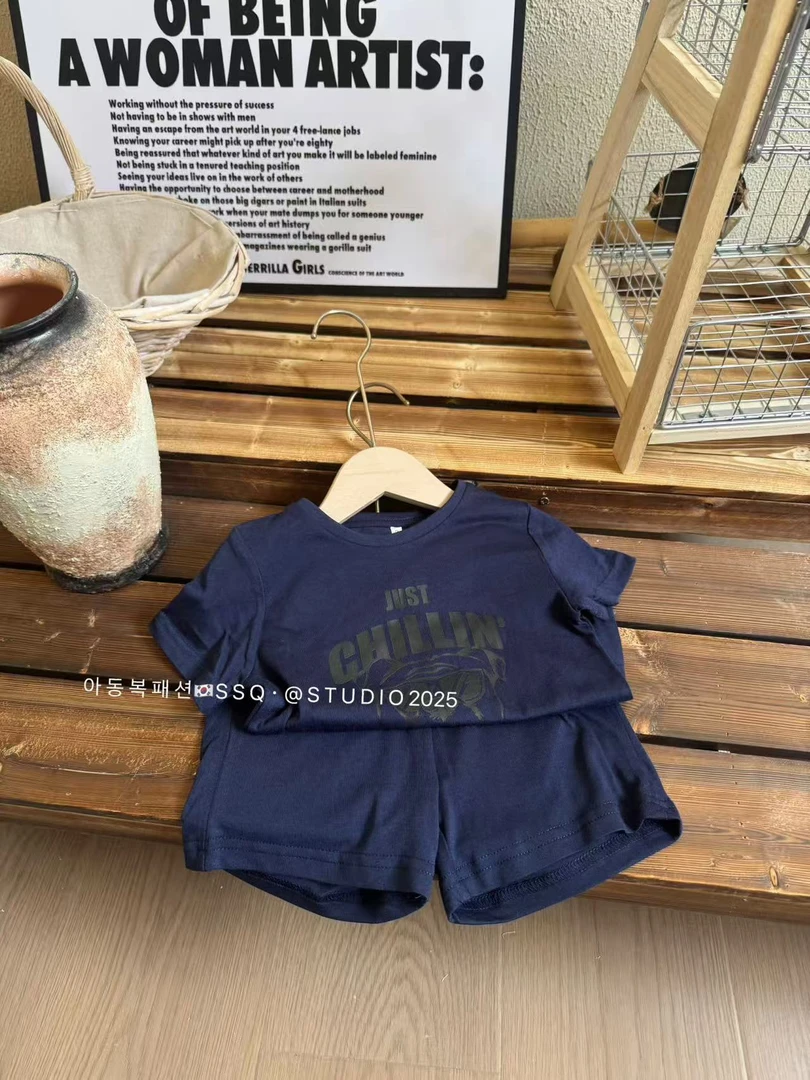 抢套装!!抢完下架福利款短袖短裤藏蓝色套装