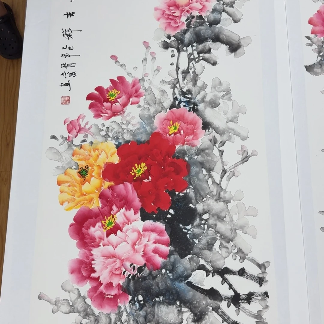 国画国画山水牡丹花鸟