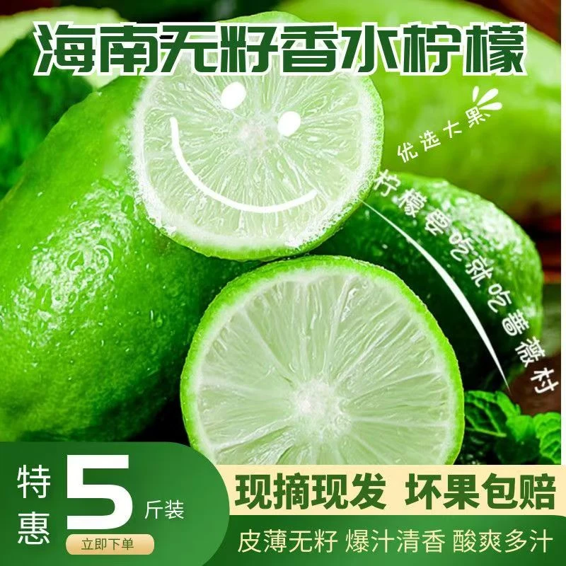 【独立包装】5斤装海南无籽香水柠檬新鲜大果青柠檬可榨汁新鲜采摘