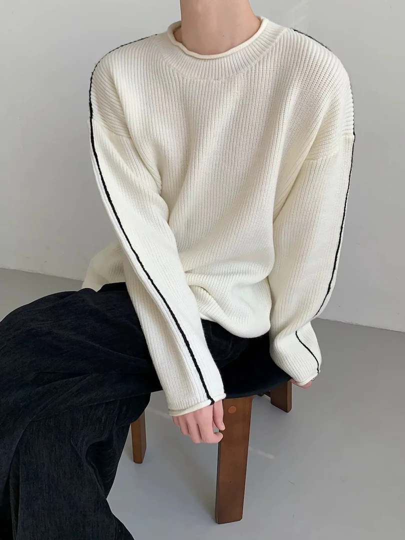 ABR43慵懒风套头纯色针织毛衣加厚2