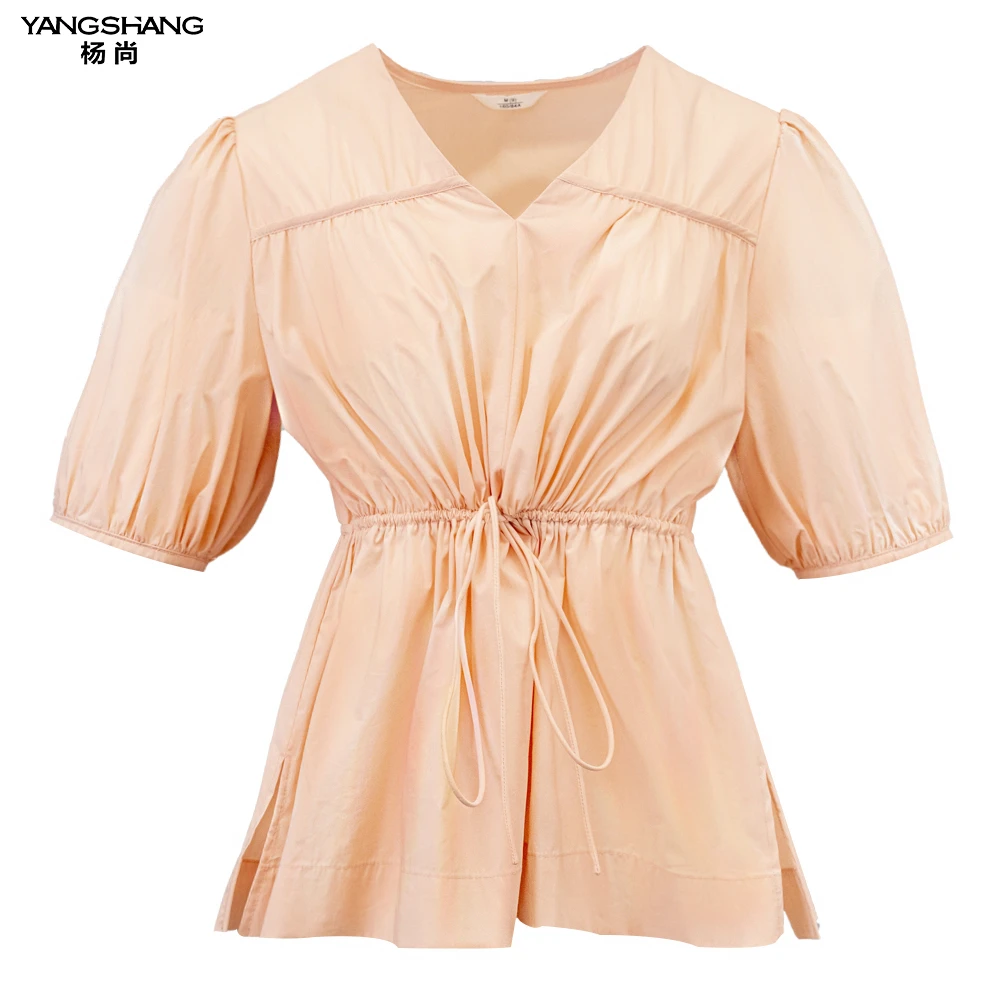 【淡蕊】YANGSHANG 春夏新款V领抽绳上衣-E4A333