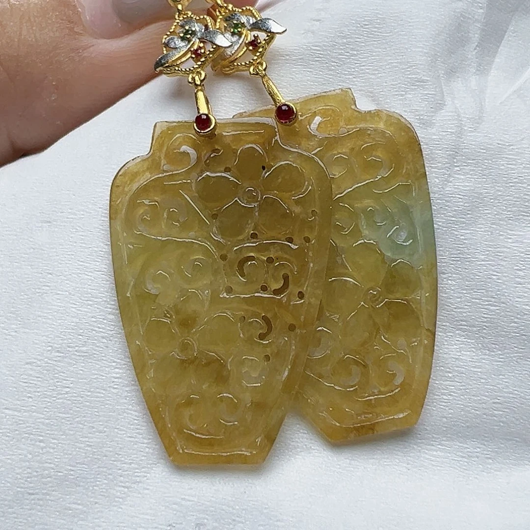 翡翠银S925镶嵌耳饰天*天然缅甸A货翡翠