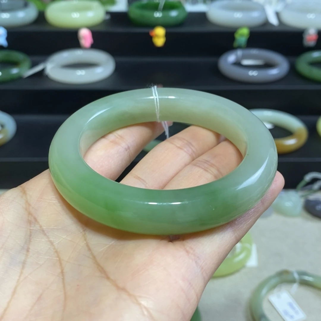 和田玉（翠青玉）手镯未镶嵌方镯