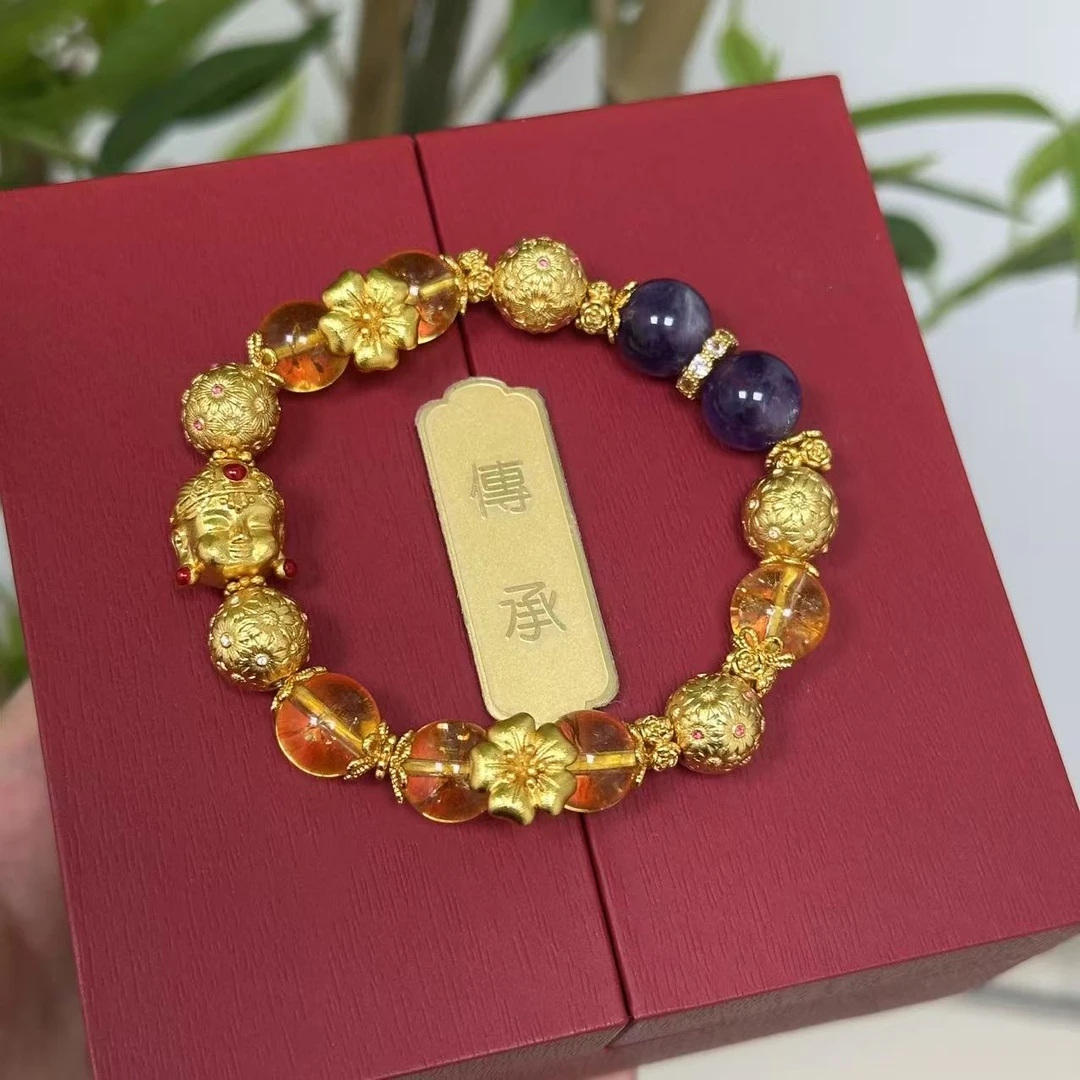 [清货专属链接】SL2628古法莲花珠黄水手串小佛手链