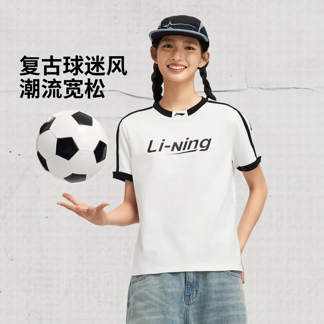 R李宁官方新品短袖女款夏季球迷风夏日穿搭T恤运动上衣AHSVB44