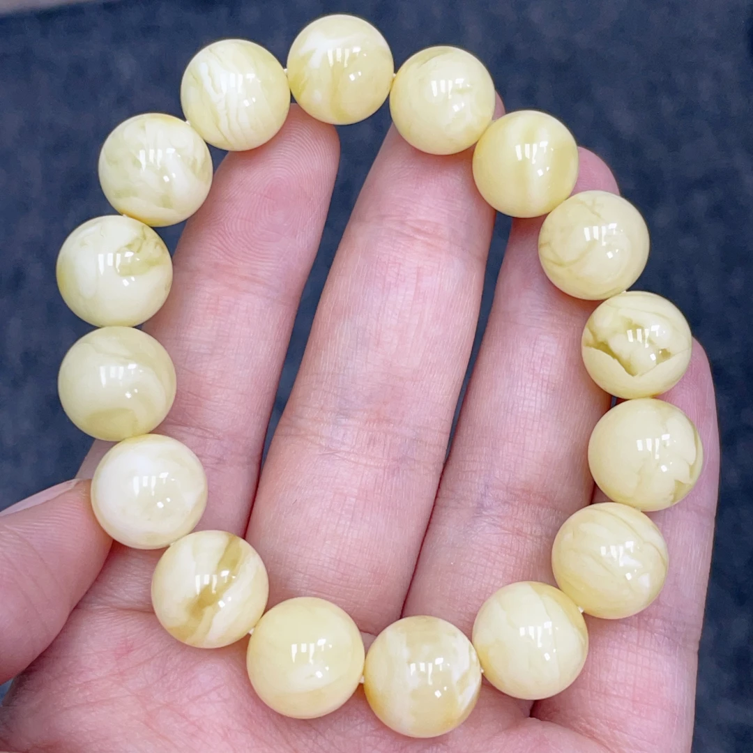 妖孽白花满蜡12➕蜜蜡圆珠手串