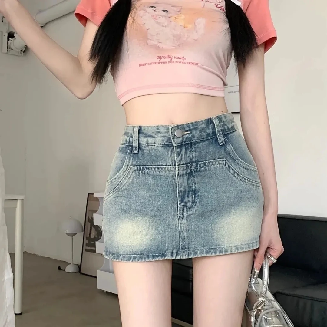 半身牛仔裙夏季新款短裤高腰显瘦辣妹裙裤小个子a字包臀短裙夏季
