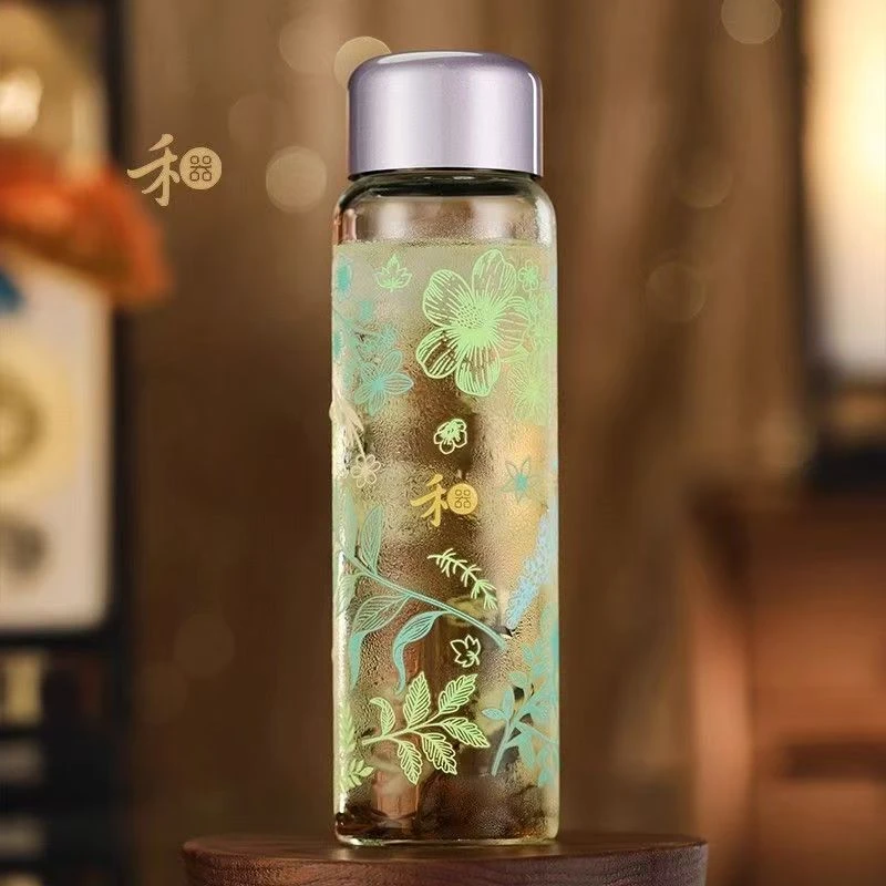 禾器精选沁夏高硼硅玻璃耐高温高颜值便携夏日饮品咖啡水杯冷泡杯