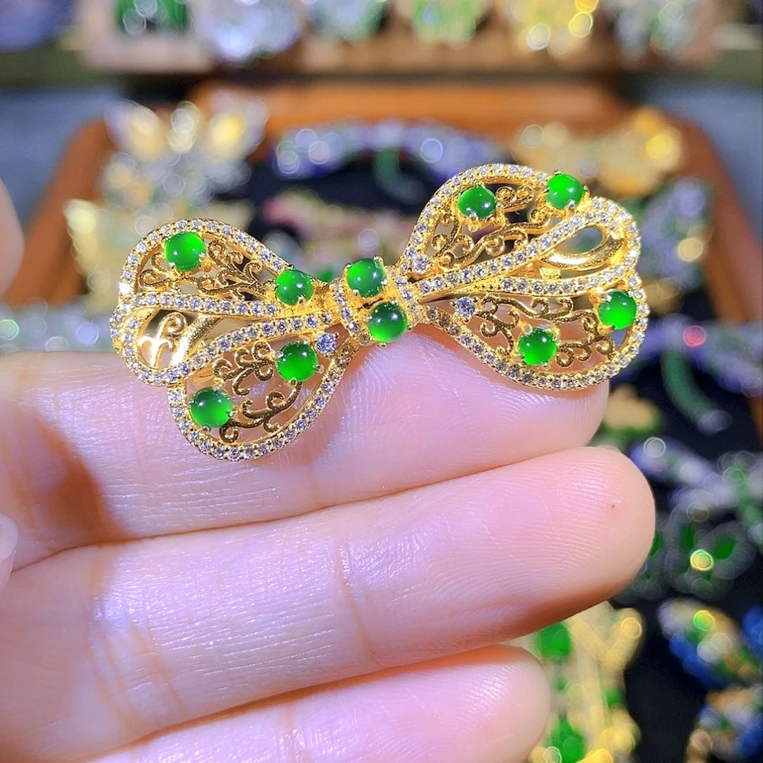 吊坠(不含链)银S925镶嵌翡翠