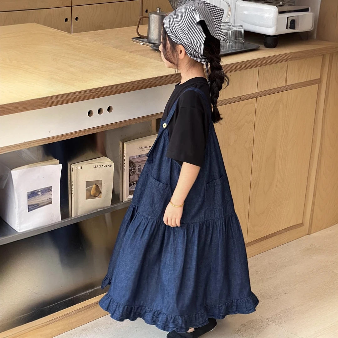 女童牛仔背带裙夏装公主裙女童6-12岁潮款高端连衣裙爆款裙子大童