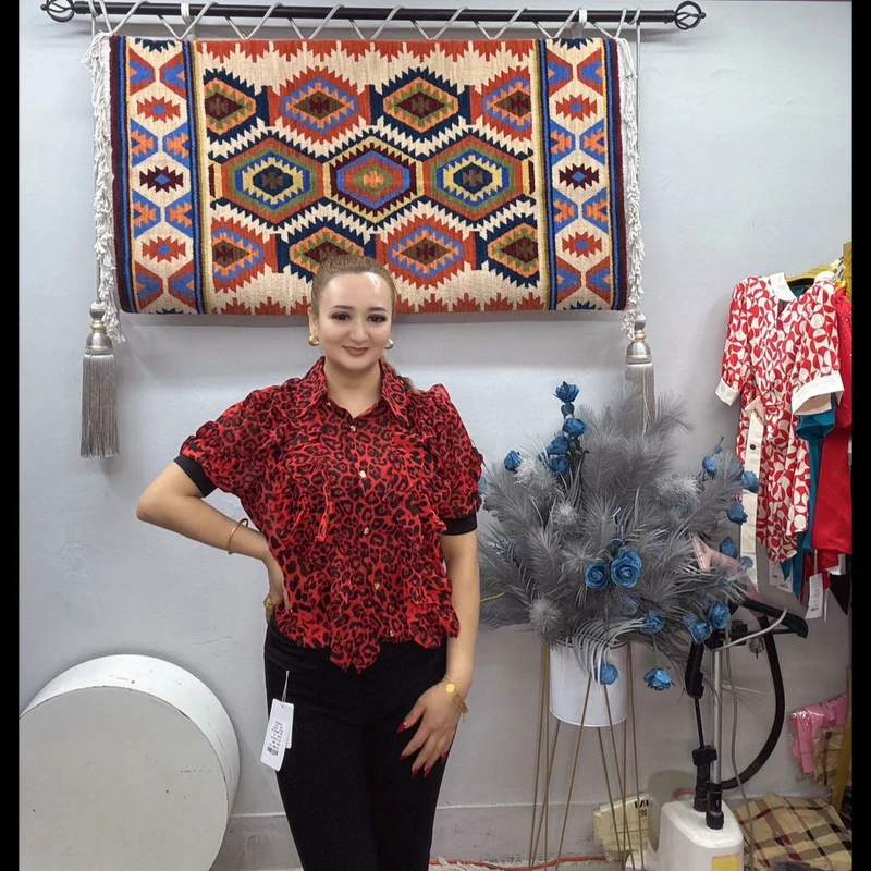 潮流气质豹纹衬衫 衬衣 时尚 休闲 9904