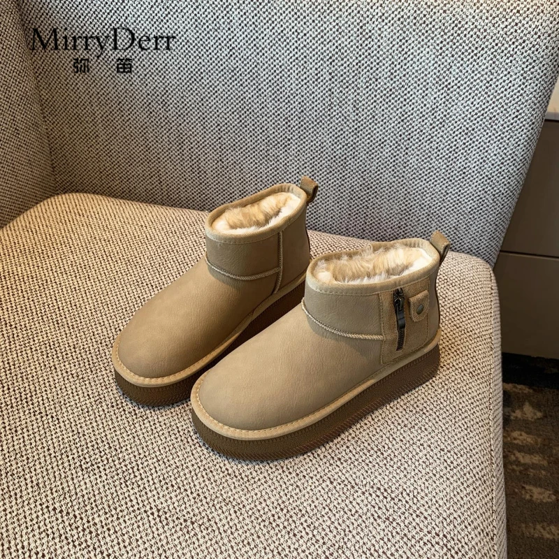 弥笛雪地靴女4CM增高厚底轻便舒适保暖加绒加厚棉鞋女鞋子冬季