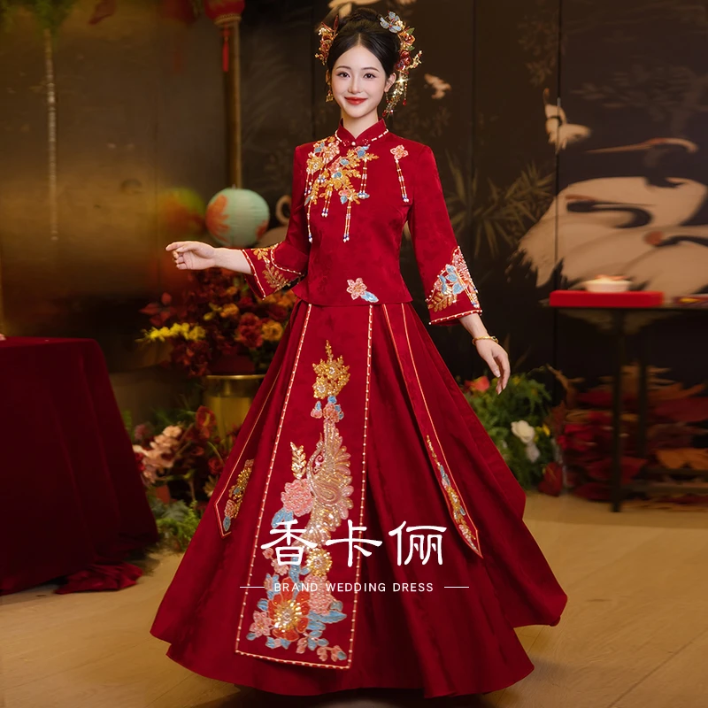 2025新款秀禾服大气喜庆新娘迎亲敬酒服精致优雅中式结婚出阁礼服