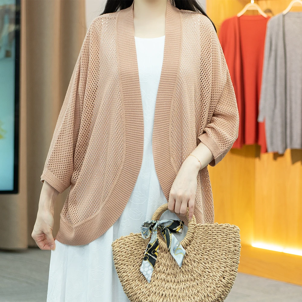 2025春季新款洋气简约大码针织百搭宽松开衫外套外披2502-116