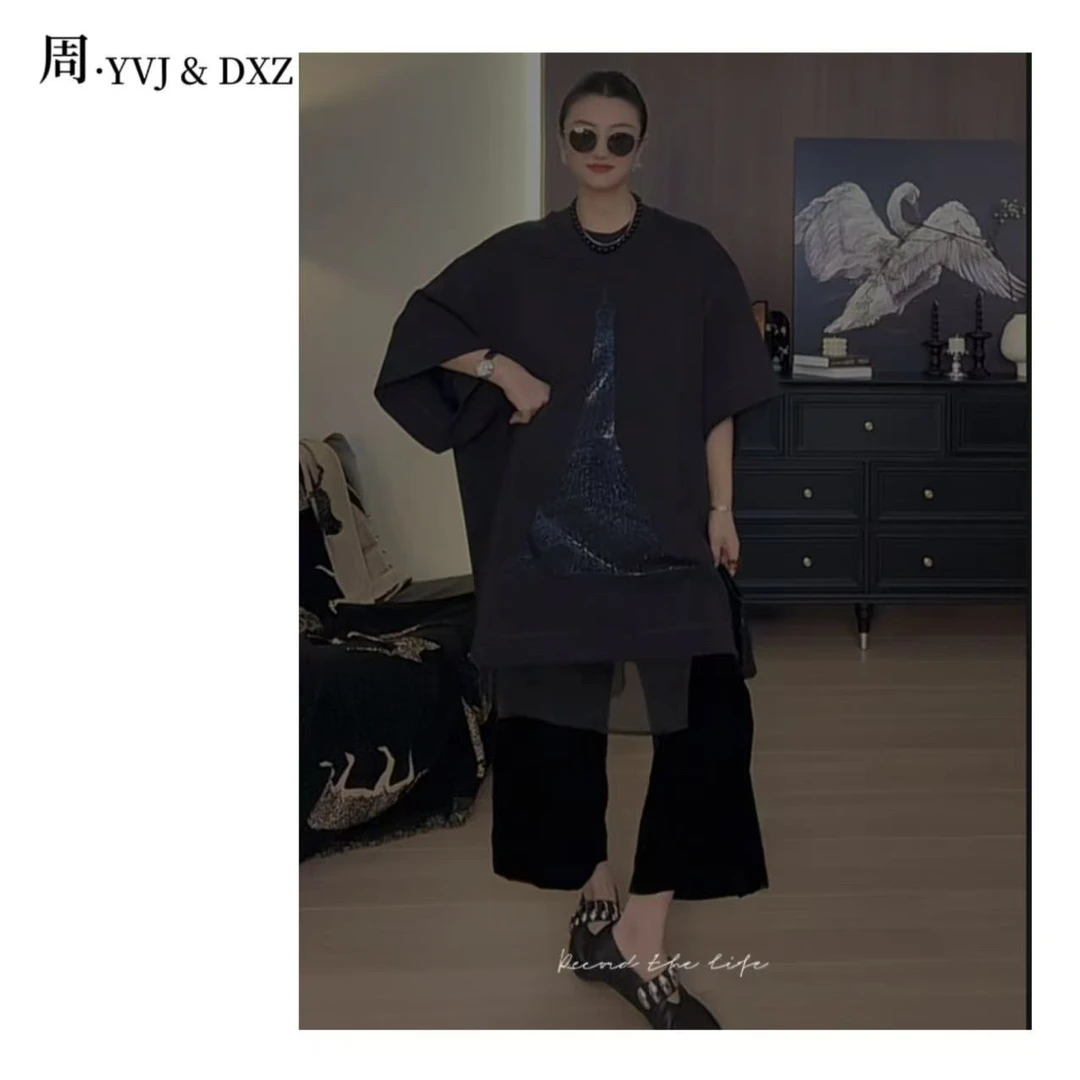 【大小周】水晶铁塔卫衣阔版T恤
