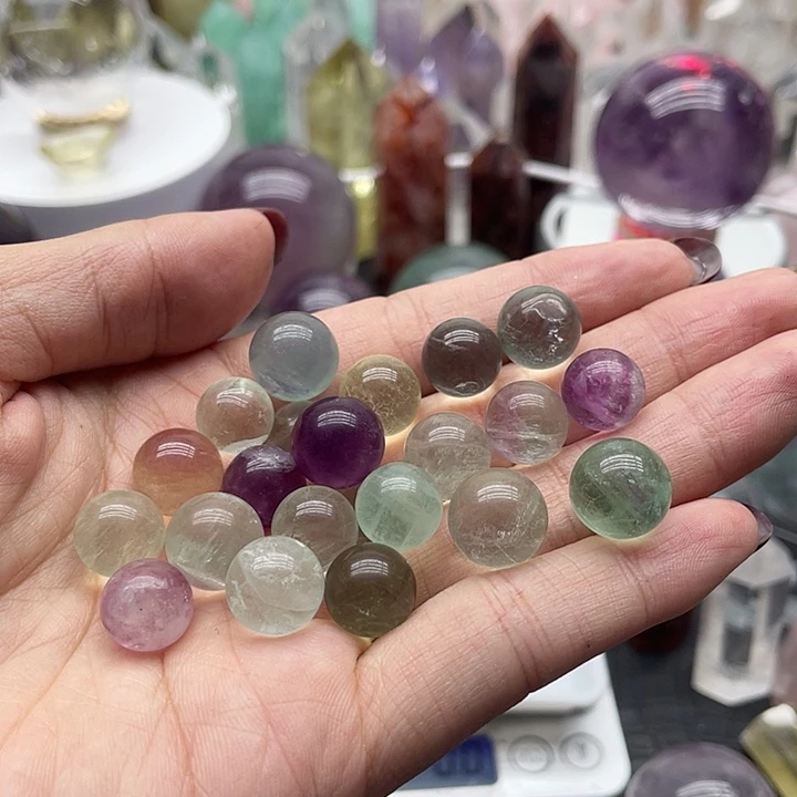 水***河未镶嵌珠宝半成品水晶29彩水晶球
