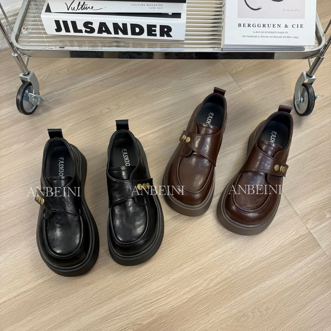 黑色厚底乐福鞋英伦风增高学院风通勤小皮鞋女秋季新款2025年单鞋