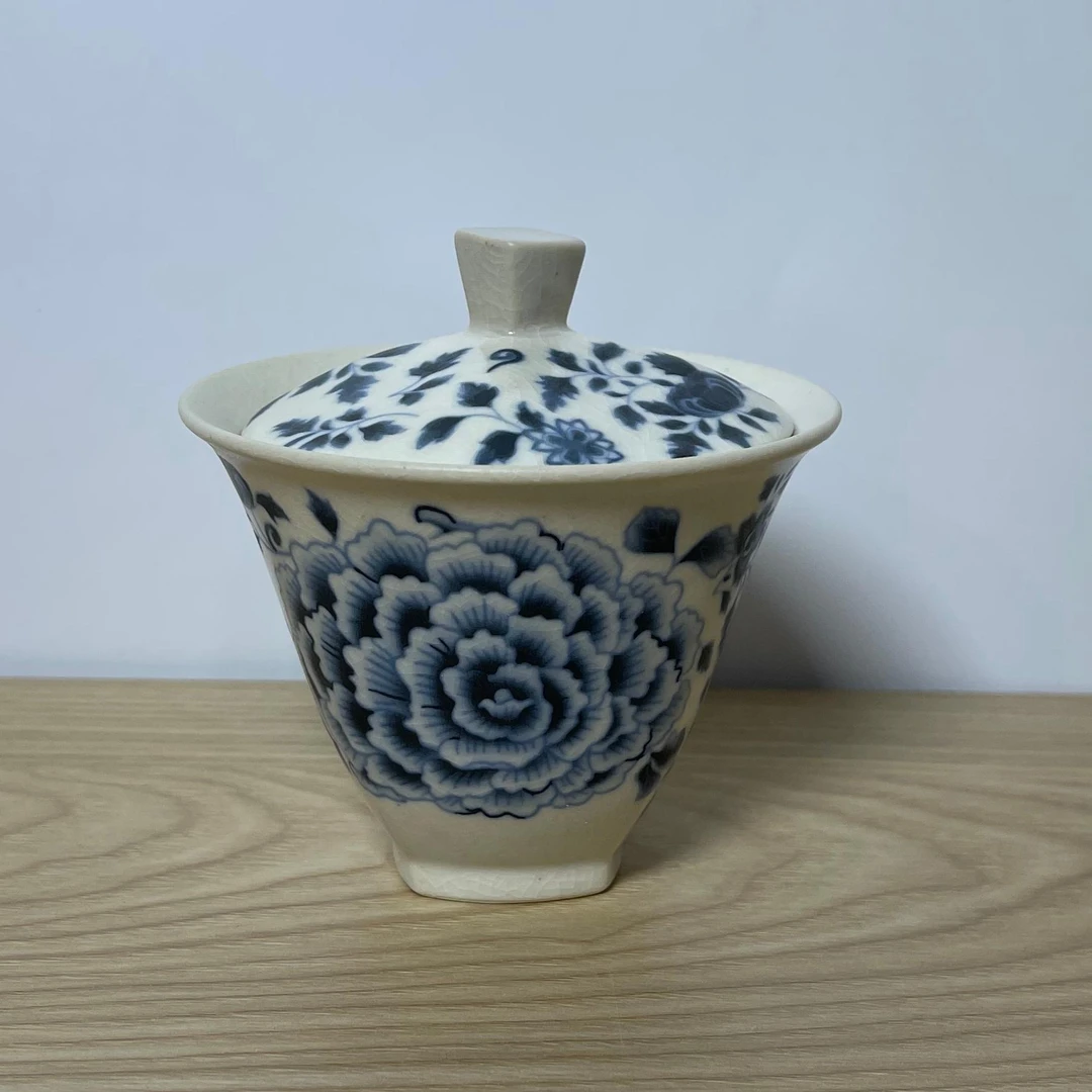 吾游茶器苏打釉玫瑰二才盖碗高档陶瓷泡茶碗