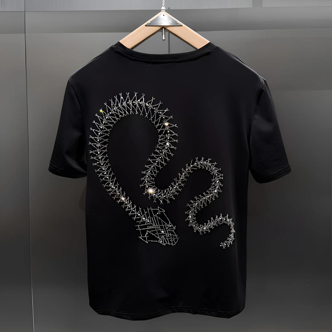 潮牌男装夏季短袖蛇来运转蛇年半截袖高级感轻奢男士个性修身T恤