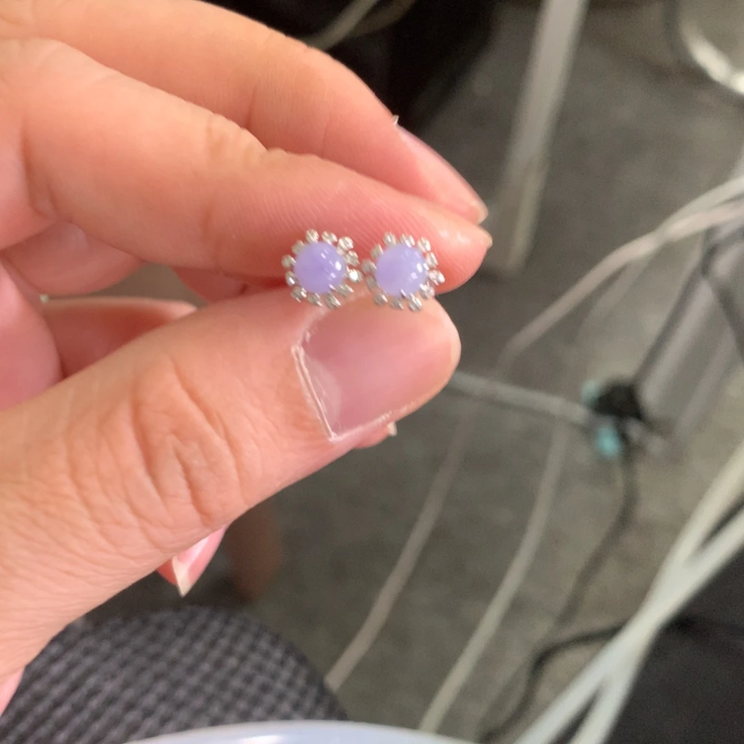 翡翠18K金镶嵌耳饰翡翠