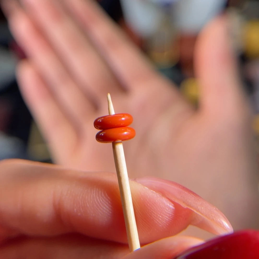 南红玛瑙老南红 面包圈7.3mm未镶嵌甜****甜