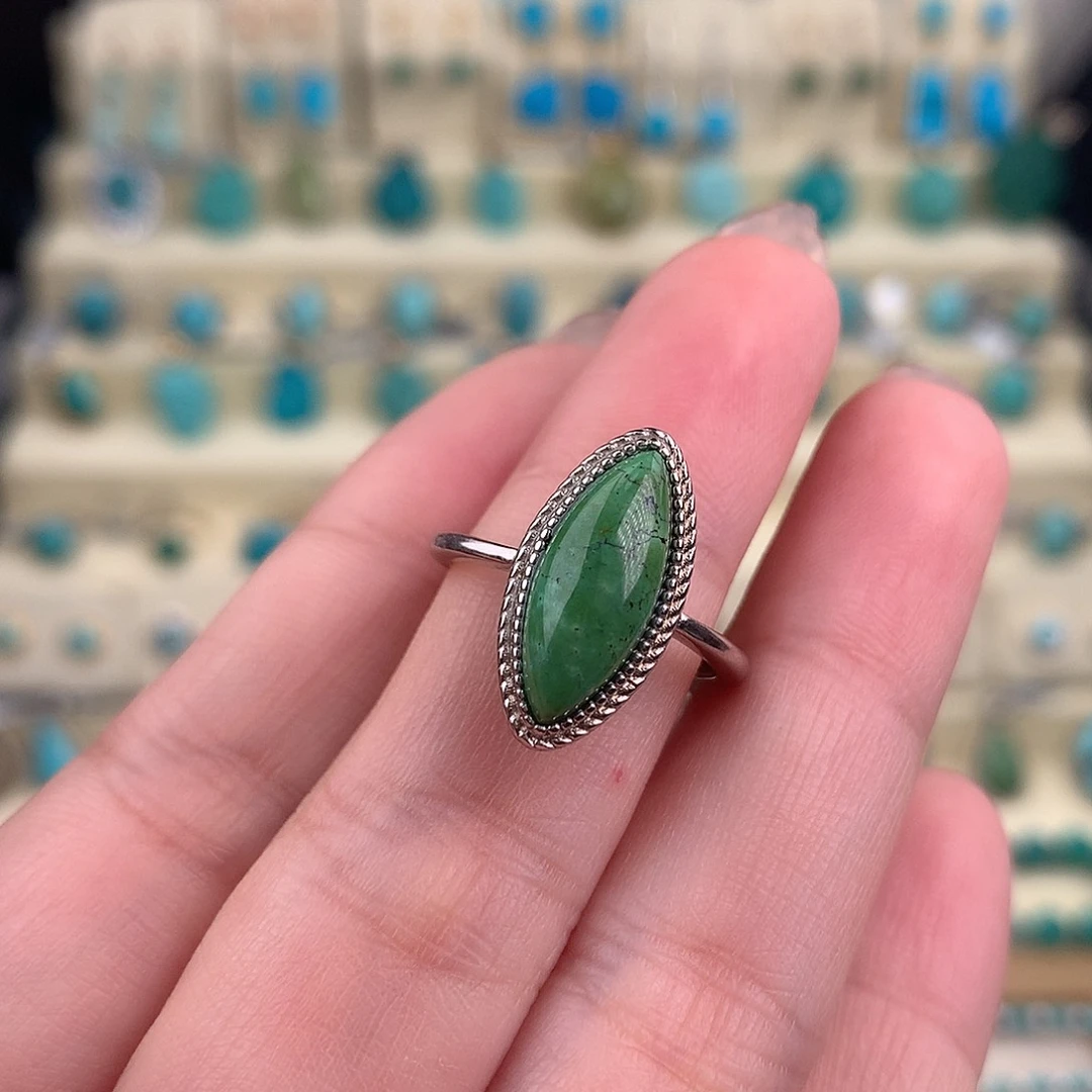 绿松石银S925镶嵌戒指