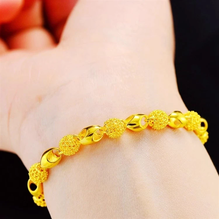 铜合金手链 黄金色女款镂空玲珑手链精美时尚正品合金手饰不褪色