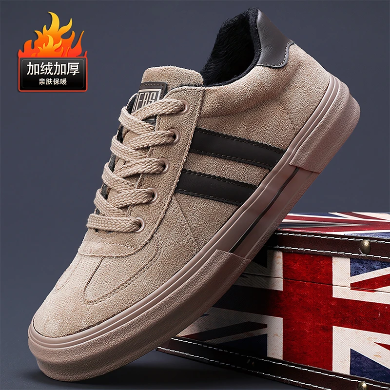 冬季加绒保暖男士一脚蹬舒适加厚拉链羽绒布鞋休闲软底百搭防滑鞋