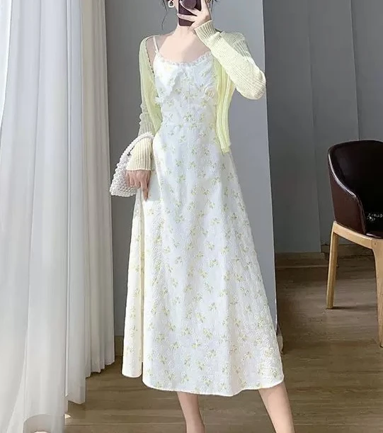 611 夏日清新高级感显瘦重工吊带连衣裙（K016）