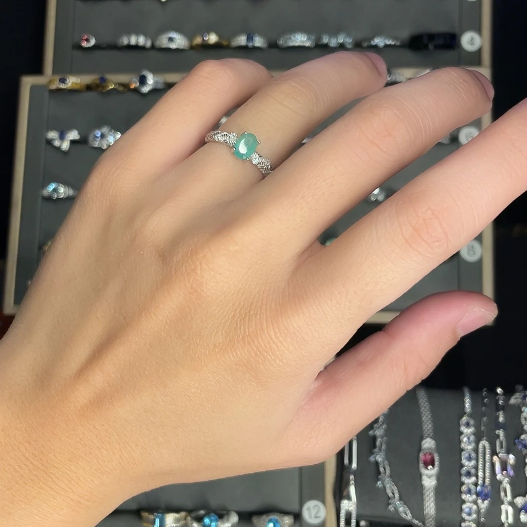 祖母绿戒指银S925镶嵌霁*拍两份