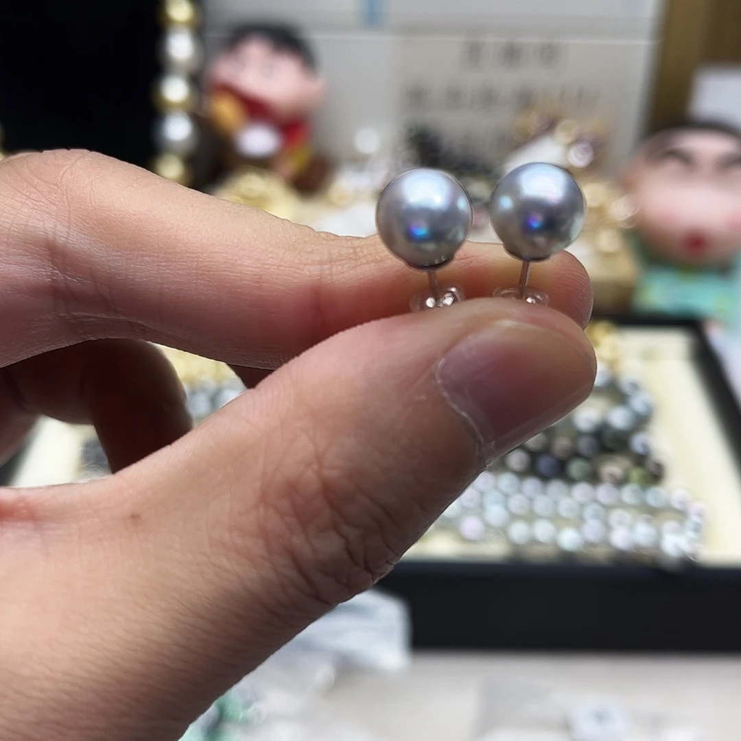海水珍珠耳饰银S925镶嵌