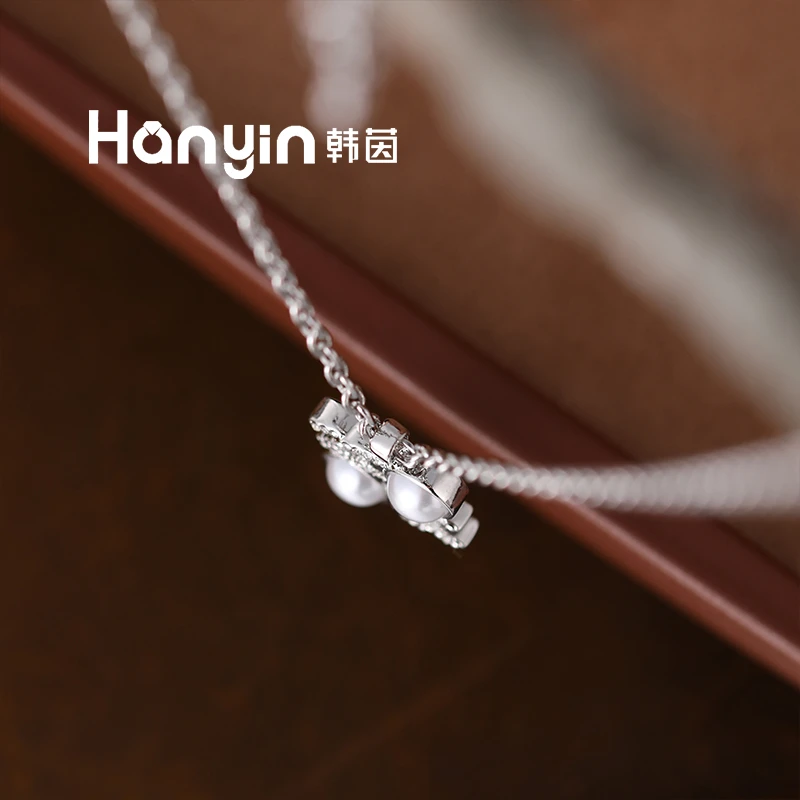 铜合金项链 韩版高定轻奢小香风双C珠珠项链高级感AAA