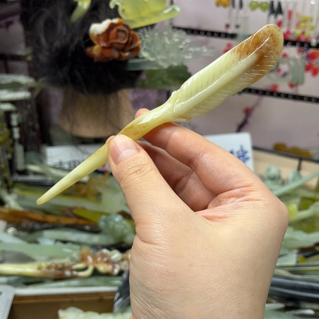 岫玉未镶嵌发饰长度16厘米左右