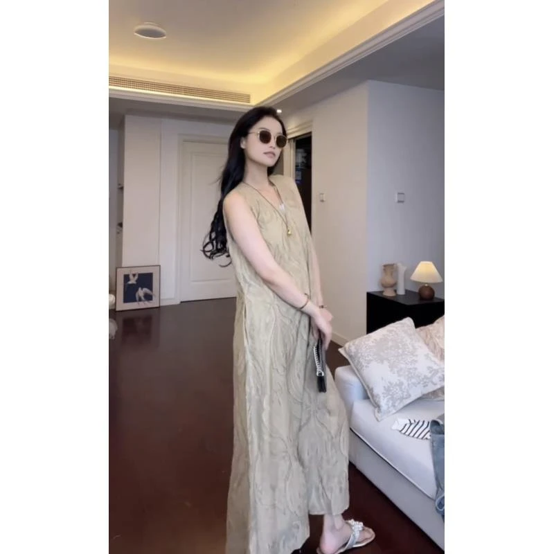 【米儿专属】极简约静奢维纳斯目光收割机高级提花连衣裙显瘦2544