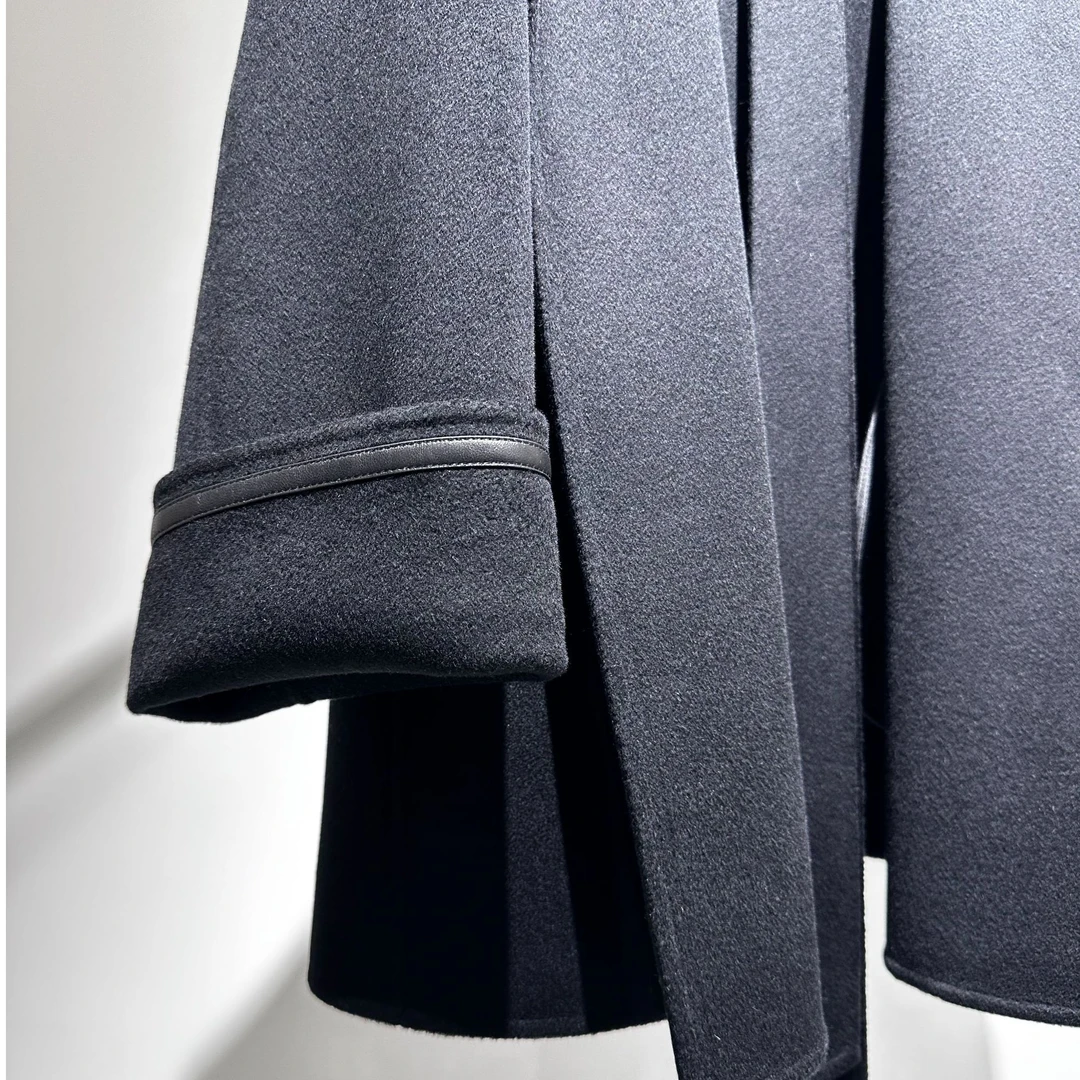 YIN秋冬14细度中长款100羊绒连帽大衣JR-24335