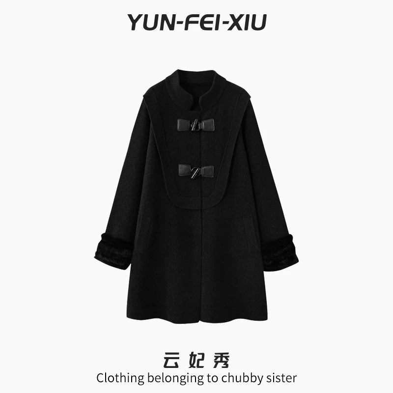 云妃秀大码女装外套时尚拼接百搭气质微胖毛呢洋气显瘦夏季9382