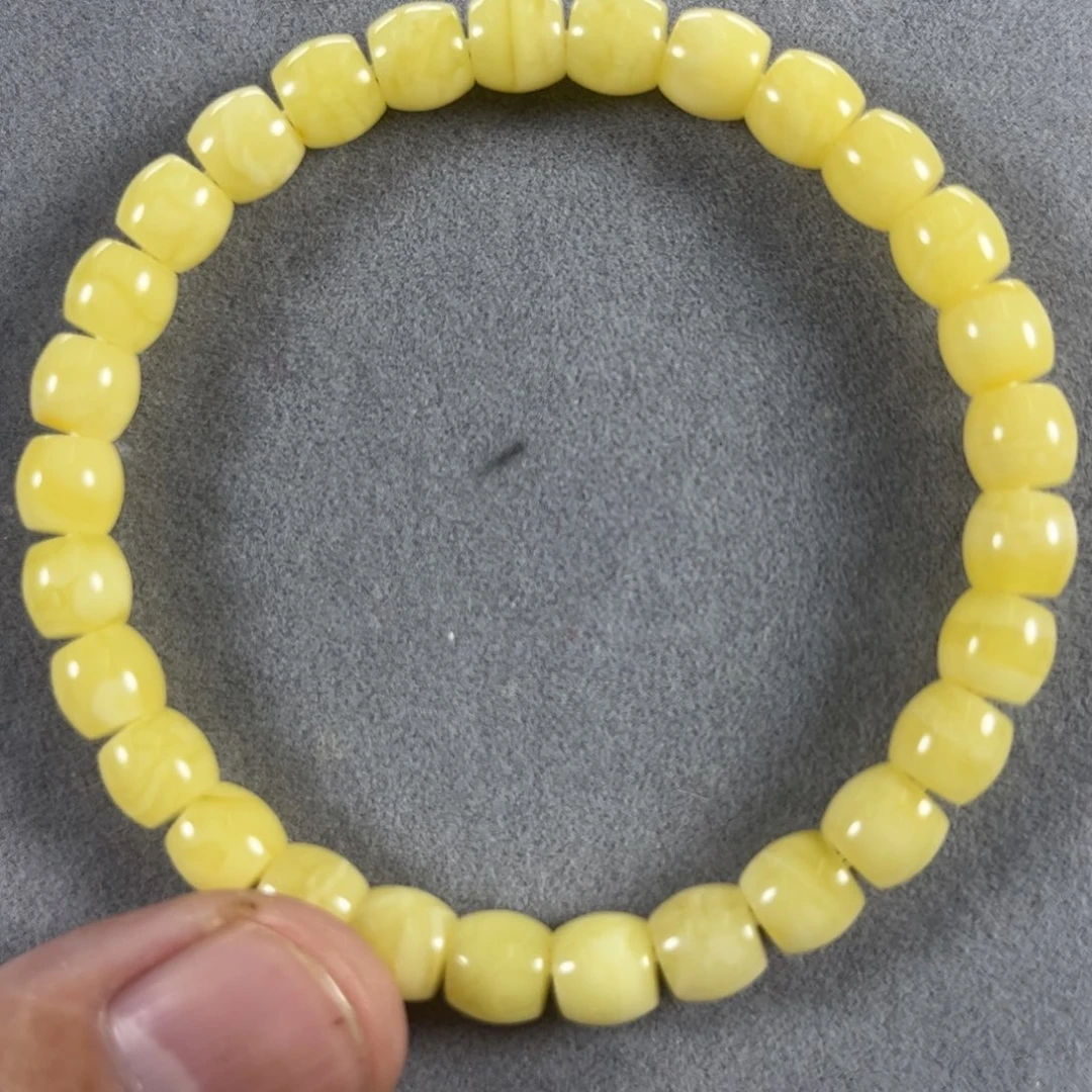 蜜蜡手串未镶嵌纯天然俄料奶白
