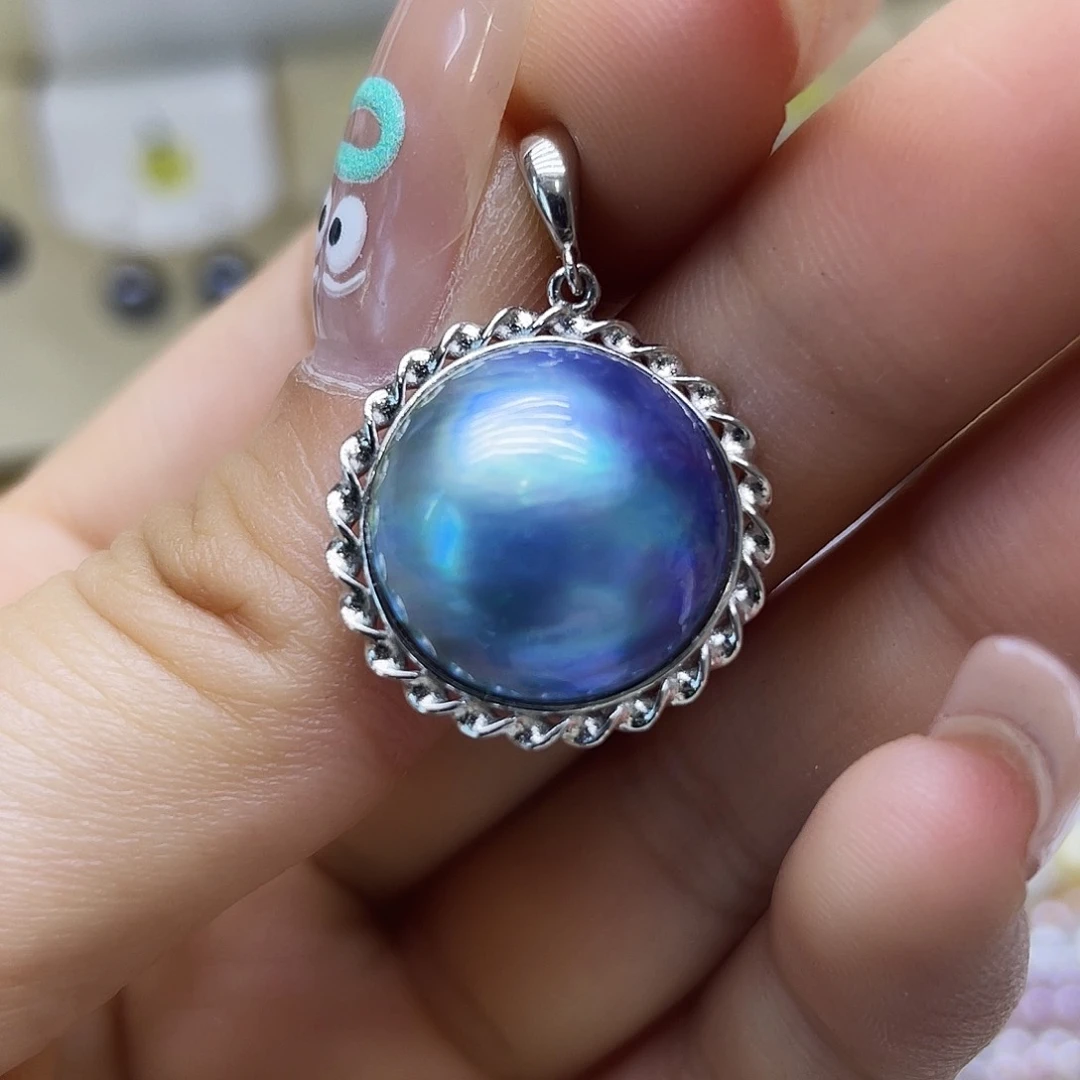 银S925镶嵌拼合珍珠（马贝珠）颈饰