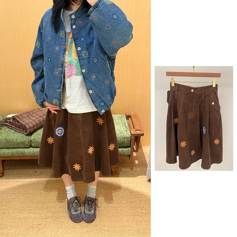 GARCON BY GARCON 25秋冬太阳饰灯芯绒伞裙