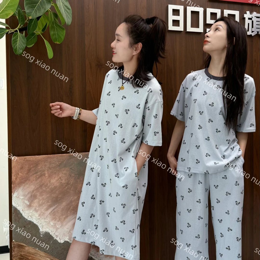 【S.宋小暖】夏季韩版印花雪花棉圆领凉感慵懒裙NJ-2801