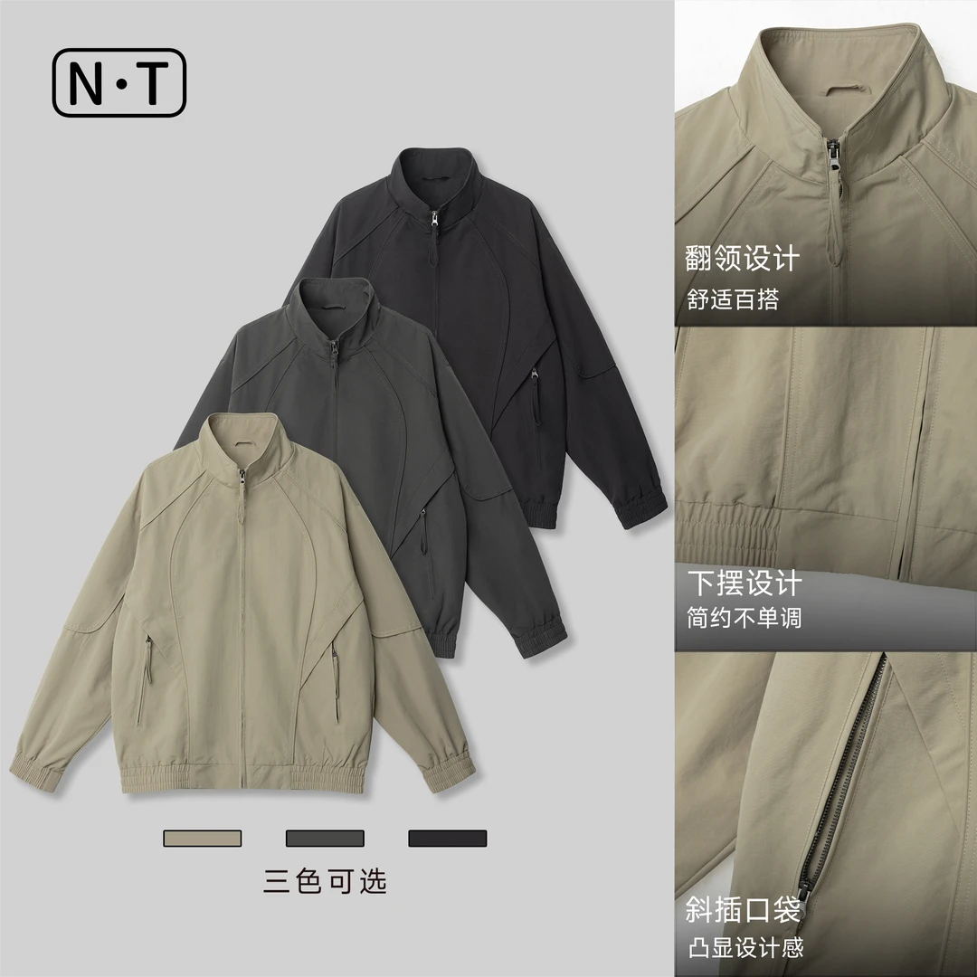 秋季新款简约宽松立领户外休闲夹克立体裁剪宽松舒适百搭DJ-25806