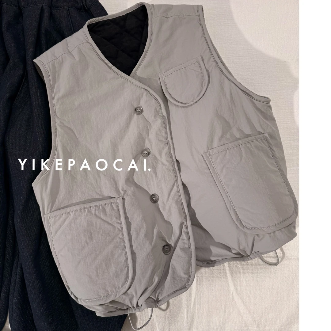 一颗泡菜「童装」66115《冬》两面穿撞色薄棉马甲