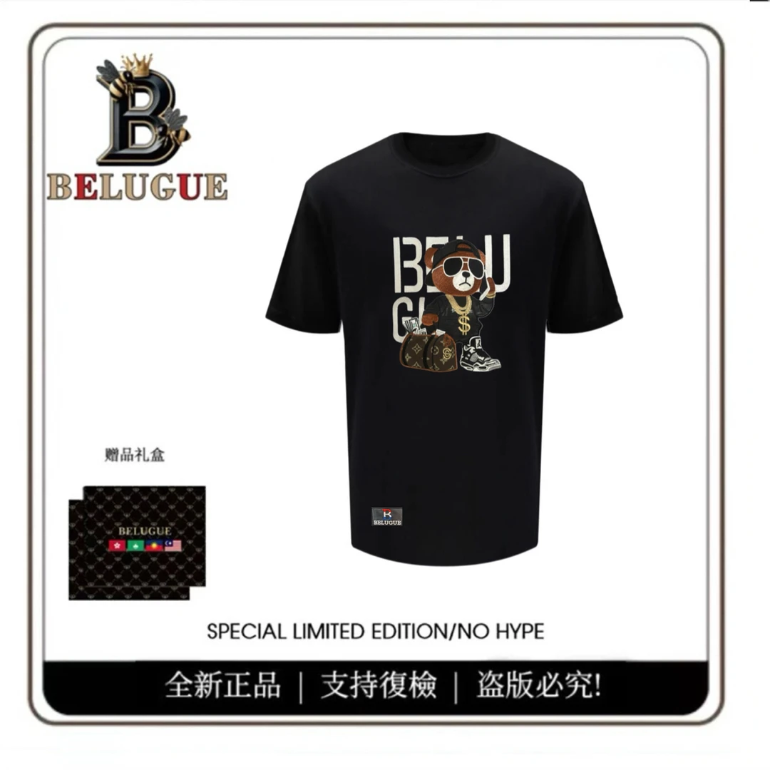 BELUGUE 【土豪熊】2025新款短袖男 潮流百搭宽松休闲T恤