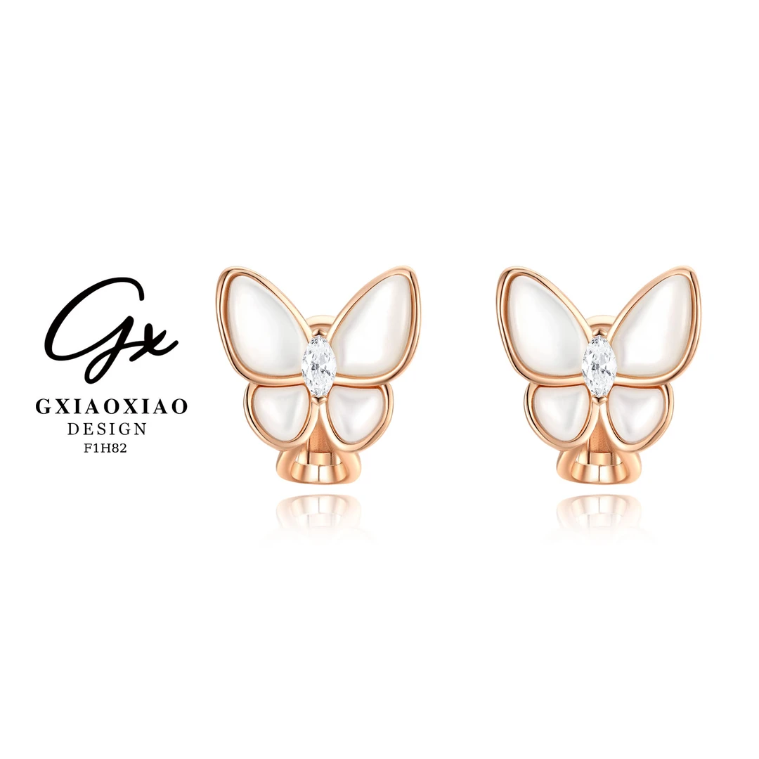 G XIAOXIAO 镀K金 气质时尚百搭立体感蝴蝶耳环 F1H82