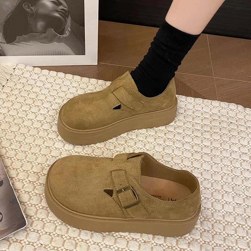 2025年秋季新款网红爆款厚底勃肯乐福鞋女复古一脚蹬懒人单鞋