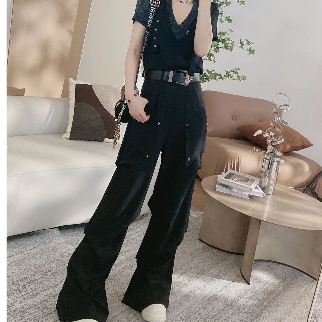 【工装裤】腰带帅气拼接工装裤(YD22)2526