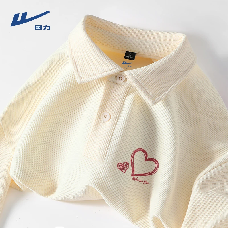 回力潮牌情侣短袖polo衫男夏季韩系米色翻领半袖男款宽松透气t恤